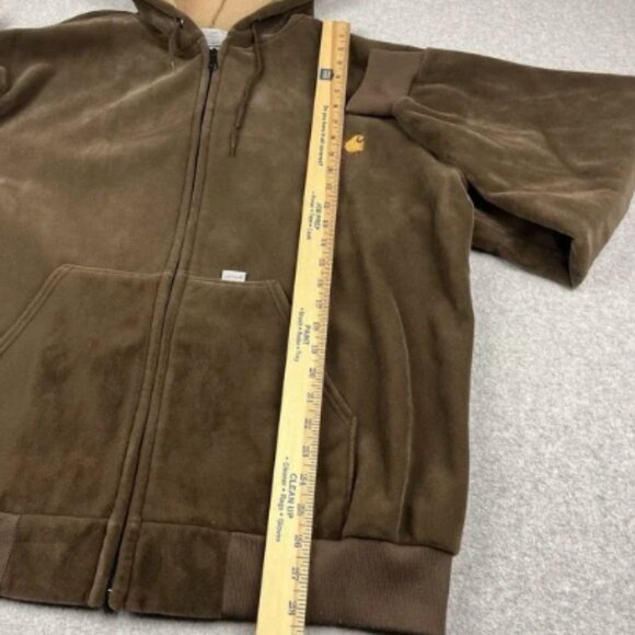 Vintage Carhartt Hoodie Jacket Mens 2XL XXL Velour Brown Rugged Fur Lined Work - Picture 6 of 8